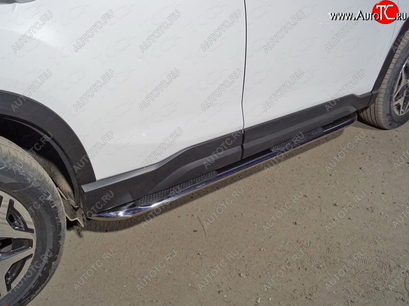 35 999 р. Пороги овальные гнутые с накладкой 75х42 мм ТСС Тюнинг Subaru Forester SK/S14 дорестайлинг (2018-2021) (серые)  с доставкой в г. Кемерово