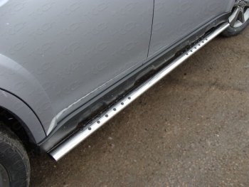 Пороги овальные с проступью 75х42 мм ТСС Тюнинг Subaru Outback  BR, (2012-2015) B14)  рестайлинг универсал (серые)