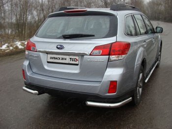 Защита заднего бампера (уголки, d60,3 мм) TCC Subaru Outback  BR, (2012-2015) B14)  рестайлинг универсал