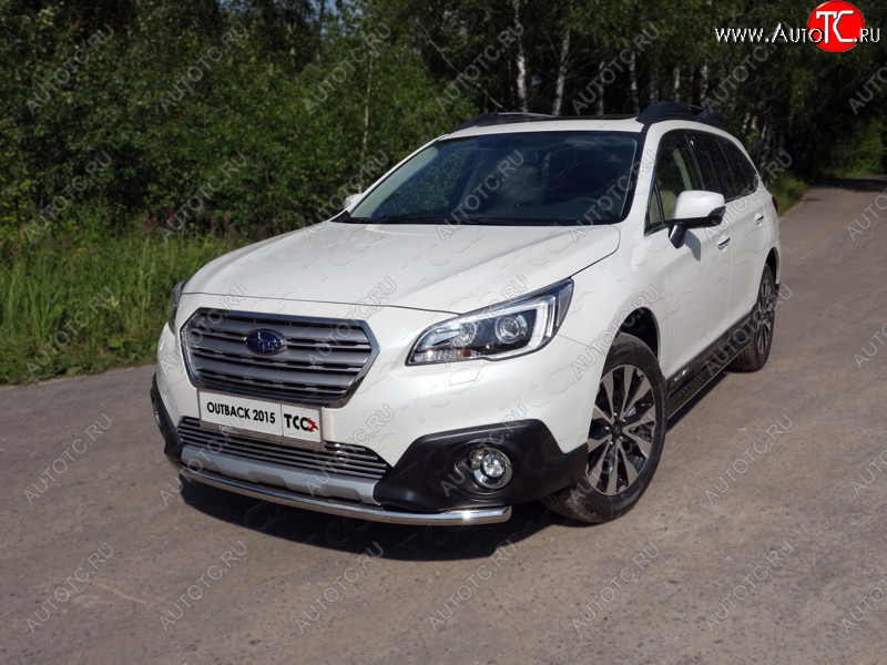 14 699 р. Защита переднего бампера нижняя d50,8 мм ТСС Тюнинг  Subaru Outback  BS/B15 (2014-2018) дорестайлинг универсал (нержавейка)  с доставкой в г. Кемерово