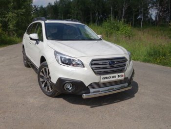 14 349 р. Защита переднего бампера нижняя овальная 75х42 мм ТСС Тюнинг  Subaru Outback  BS/B15 (2014-2018) дорестайлинг универсал (нержавейка)  с доставкой в г. Кемерово. Увеличить фотографию 1