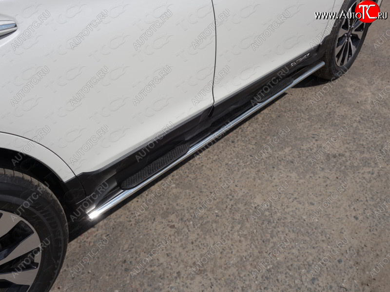 29 749 р. Пороги овальные с накладкой 75х42 мм ТСС Тюнинг Subaru Outback BS/B15 рестайлинг универсал (2017-2021) (серые)  с доставкой в г. Кемерово
