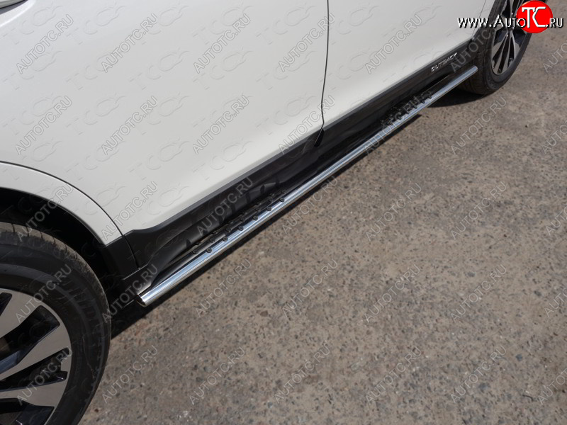 31 399 р. Пороги овальные с проступью 75х42 мм ТСС Тюнинг Subaru Outback BS/B15 рестайлинг универсал (2017-2021) (серые)  с доставкой в г. Кемерово
