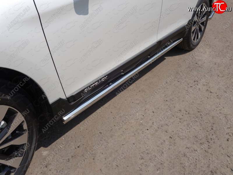 21 599 р. Защита порогов труба 60,3 мм укороченные ТСС Тюнинг Subaru Outback BS/B15 рестайлинг универсал (2017-2021) (серые)  с доставкой в г. Кемерово