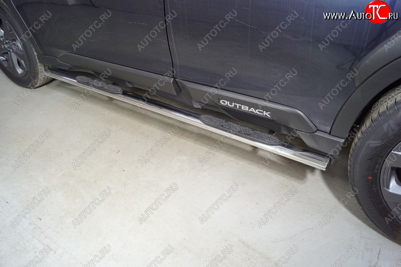 31 399 р. Пороги овальные с накладкой 75х42 мм ТСС Тюнинг  Subaru Outback  BT (2019-2025) универсал (серые)  с доставкой в г. Кемерово