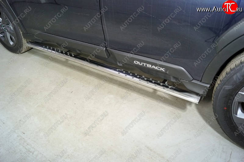 33 799 р. Пороги овальные с проступью 75х42 мм ТСС Тюнинг  Subaru Outback  BT (2019-2025) универсал (серые)  с доставкой в г. Кемерово