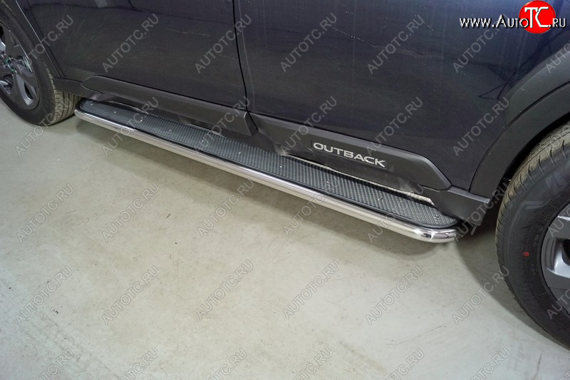 38 999 р. Пороги с площадкой 42,4 мм ТСС Тюнинг  Subaru Outback  BT (2019-2025) универсал (нержавейка)  с доставкой в г. Кемерово
