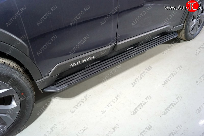 21 999 р. Пороги алюминиевые Slim Line ТСС Тюнинг  Subaru Outback  BT (2019-2025) универсал (Black)  с доставкой в г. Кемерово