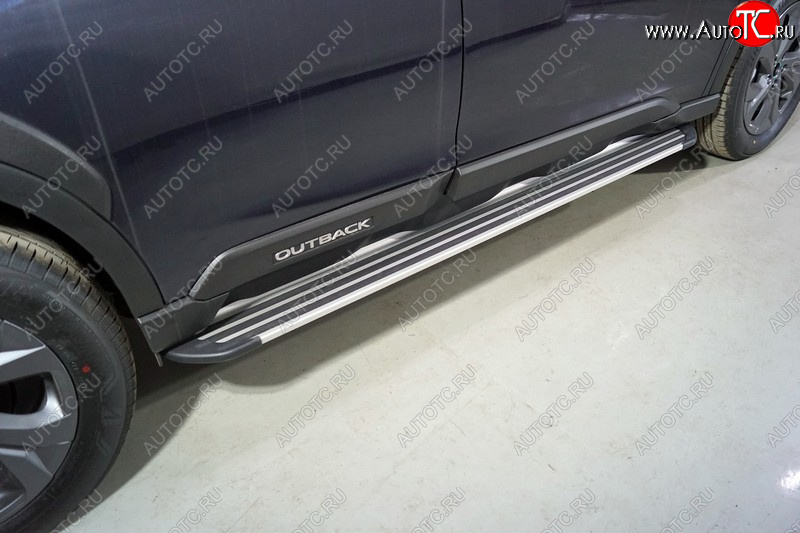 21 999 р. Пороги алюминиевые Slim Line ТСС Тюнинг  Subaru Outback  BT (2019-2025) универсал (Silver)  с доставкой в г. Кемерово