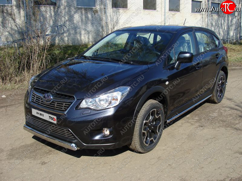 9 549 р. Защита переднего бампера нижняя овальная 75х42 мм ТСС Тюнинг  Subaru XV  GP/G33 (2012-2016) дорестайлинг (нержавейка)  с доставкой в г. Кемерово