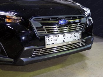 Верхняя декоративная вставка решетки радиатора ТСС Тюнинг Subaru XV  GT/G24 (2017-2021) дорестайлинг (d 12 мм)