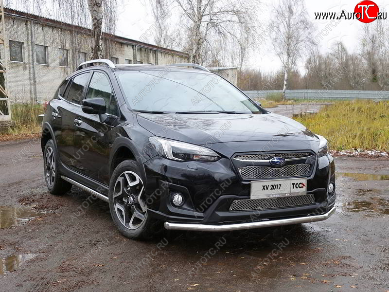 17 649 р. Защита переднего бампера нижняя d60,3 мм ТСС Тюнинг  Subaru XV  GT/G24 (2017-2021) дорестайлинг (нержавейка)  с доставкой в г. Кемерово