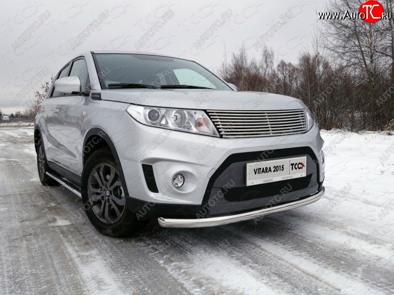 15 999 р. Защита переднего бампера нижняя d60,3 мм ТСС Тюнинг Suzuki Vitara LY дорестайлинг (2015-2019) (нержавейка)  с доставкой в г. Кемерово