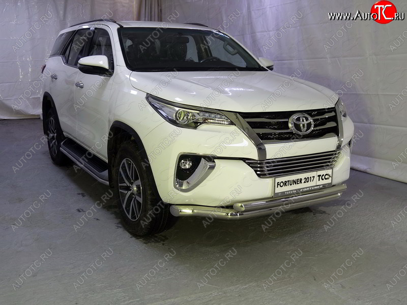 36 299 р. Защита передняя нижняя двойная 76,1*60,3 мм Тюнинг  Toyota Fortuner  AN160 (2015-2020) дорестайлинг (нержавейка)  с доставкой в г. Кемерово