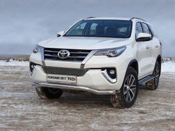 Защита переднего бампера волна d76,1 мм ТСС Тюнинг Toyota Fortuner  AN160 (2015-2020) дорестайлинг (нержавейка)