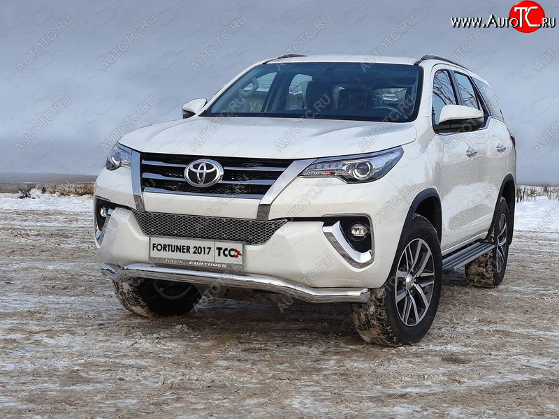 27 599 р. Защита переднего бампера волна d76,1 мм ТСС Тюнинг  Toyota Fortuner  AN160 (2015-2020) дорестайлинг (нержавейка)  с доставкой в г. Кемерово