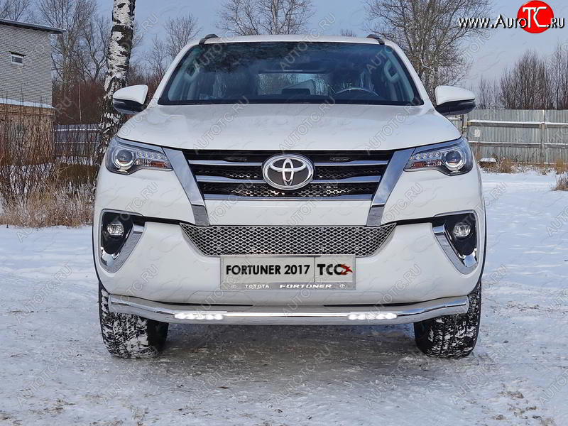 39 749 р. Защита переднего бампера нижняя с ДХО 76,1 мм ТСС Тюнинг  Toyota Fortuner  AN160 (2015-2020) дорестайлинг (нержавейка)  с доставкой в г. Кемерово
