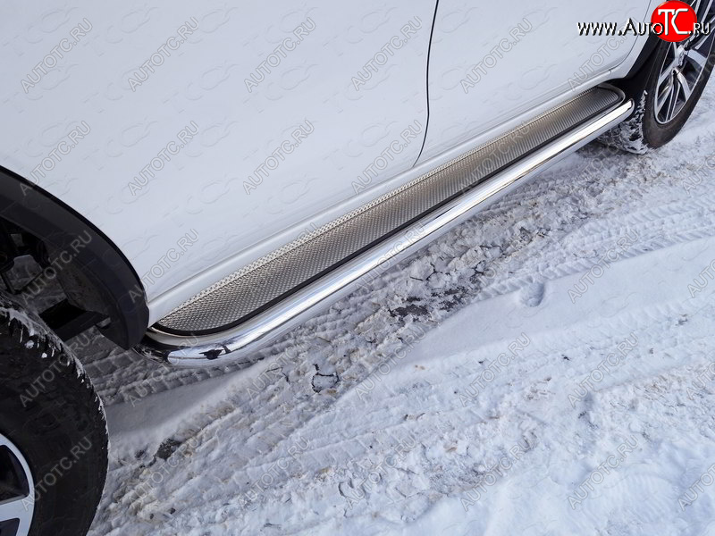 45 999 р. Пороги с площадкой 60,3 мм ТСС Тюнинг Toyota Fortuner AN160 дорестайлинг (2015-2020) (нержавейка)  с доставкой в г. Кемерово