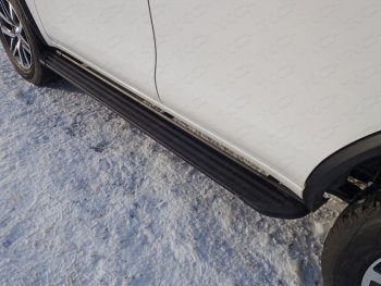 Пороги алюминиевые Slim Line ТСС Тюнинг Toyota Fortuner  AN160 (2015-2020) дорестайлинг (Black)