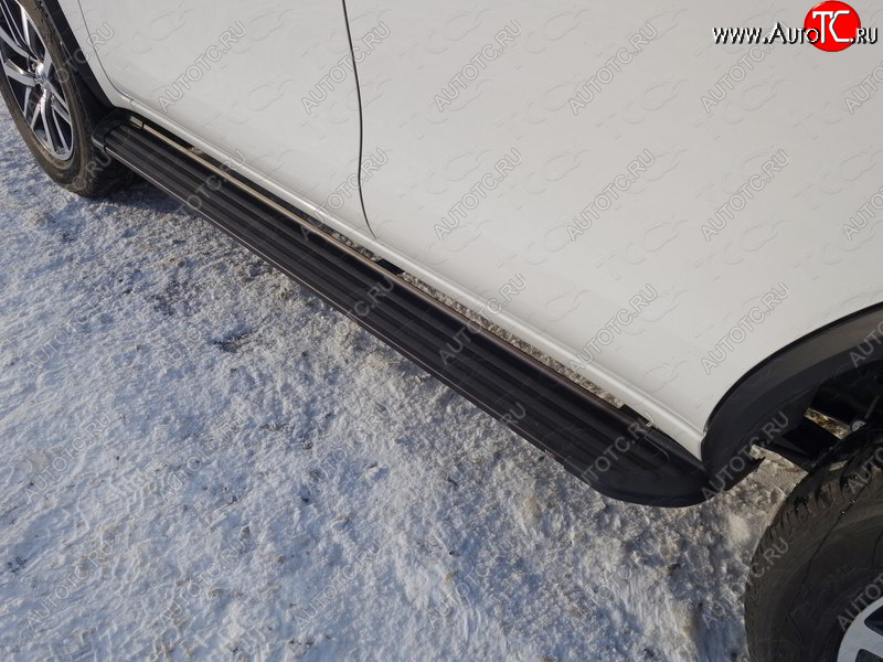 21 999 р. Пороги алюминиевые Slim Line ТСС Тюнинг  Toyota Fortuner  AN160 (2015-2020) дорестайлинг (Black)  с доставкой в г. Кемерово