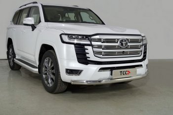 Защита переднего бампера нижняя овальная 75х42 мм ТСС Тюнинг Toyota Land Cruiser  J300 (2021-2025) дорестайлинг (нержавейка)