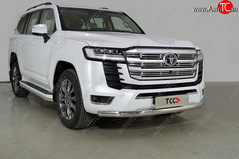 29 999 р. Защита переднего бампера нижняя овальная 75х42 мм ТСС Тюнинг  Toyota Land Cruiser  J300 (2021-2025) дорестайлинг (нержавейка)  с доставкой в г. Кемерово