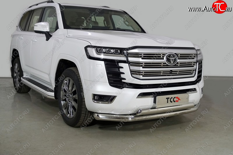 38 799 р. Защита передняя нижняя двойная 76,1*75 мм ТСС Тюнинг  Toyota Land Cruiser  J300 (2021-2025) дорестайлинг (нержавейка)  с доставкой в г. Кемерово