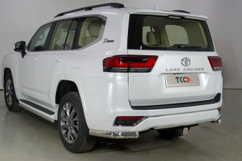 Защита задняя (уголки овальные 75х42 мм) ТСС Тюнинг Toyota Land Cruiser  J300 (2021-2025) дорестайлинг (уголки овальные)