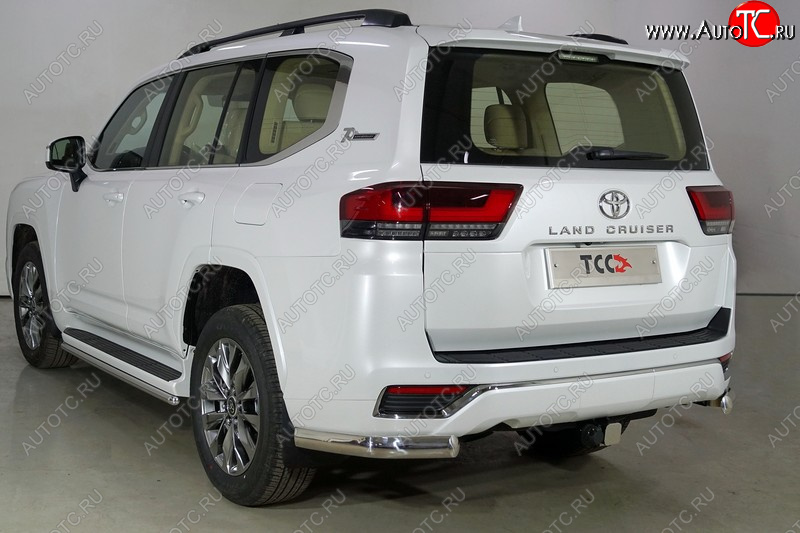 27 999 р. Защита задняя (уголки овальные 75х42 мм) ТСС Тюнинг  Toyota Land Cruiser  J300 (2021-2025) дорестайлинг (уголки овальные)  с доставкой в г. Кемерово