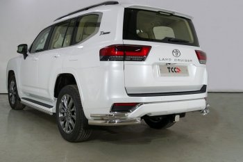 Защита заднего бампера (уголки двойные, d76.1/42.4 мм) TCC Toyota Land Cruiser  J300 (2021-2025) дорестайлинг
