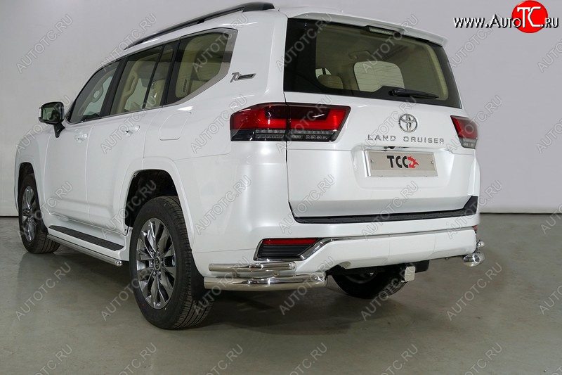 28 749 р. Защита заднего бампера (уголки двойные, d76.1/42.4 мм) TCC  Toyota Land Cruiser  J300 (2021-2025) дорестайлинг  с доставкой в г. Кемерово