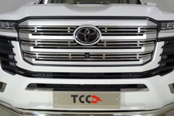 Декоративная вставка решетки радиатора ТСС Тюнинг Toyota Land Cruiser  J300 (2021-2025) дорестайлинг (d 12 мм)