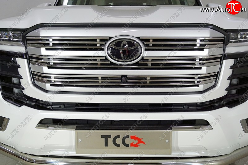 14 699 р. Декоративная вставка решетки радиатора ТСС Тюнинг  Toyota Land Cruiser  J300 (2021-2025) дорестайлинг (d 12 мм)  с доставкой в г. Кемерово