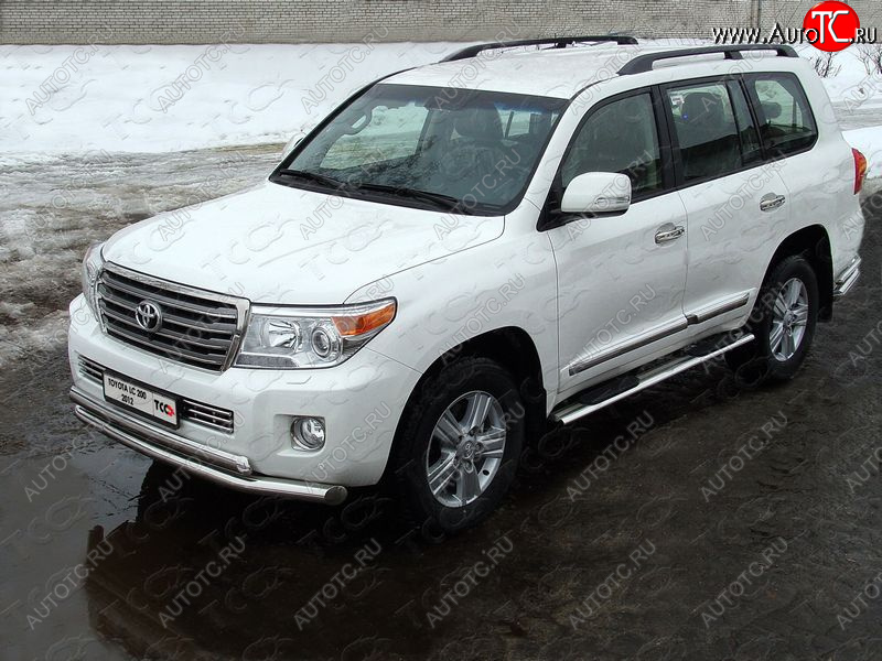 36 299 р. Защита передняя нижняя двойная 76,1*75 мм ТСС Тюнинг  Toyota Land Cruiser  200 (2012-2015) 1-ый рестайлинг (нержавейка)  с доставкой в г. Кемерово