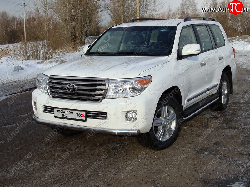 31 399 р. Защита передняя нижняя длинная 75*42 мм ТСС Тюнинг  Toyota Land Cruiser  200 (2012-2015) 1-ый рестайлинг (нержавейка)  с доставкой в г. Кемерово