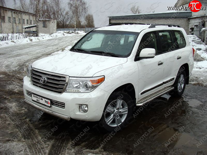 23 899 р. Защита передняя нижняя короткая 75х42 мм ТСС Тюнинг  Toyota Land Cruiser  200 (2012-2015) 1-ый рестайлинг (нержавейка)  с доставкой в г. Кемерово