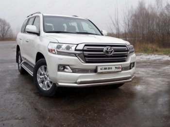 Защита передняя нижняя двойная 76,1*75 мм кроме EXECUTIVE ТСС Тюнинг Toyota Land Cruiser 200 2-ой рестайлинг (2015-2021) (нержавейка)