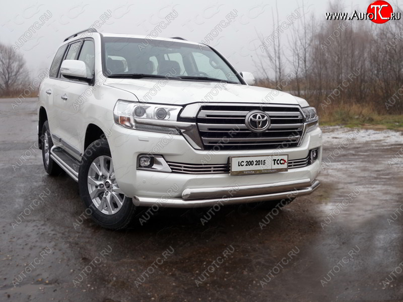 36 299 р. Защита передняя нижняя двойная 76,1*75 мм кроме EXECUTIVE ТСС Тюнинг Toyota Land Cruiser 200 2-ой рестайлинг (2015-2021) (нержавейка)  с доставкой в г. Кемерово