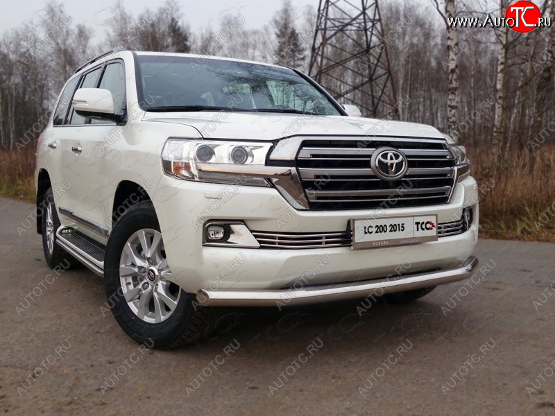 26 499 р. Защита переднего бампера нижняя d76,1 мм (кроме EXECUTIVE) ТСС Тюнинг  Toyota Land Cruiser  200 (2015-2021) 2-ой рестайлинг (нержавейка)  с доставкой в г. Кемерово