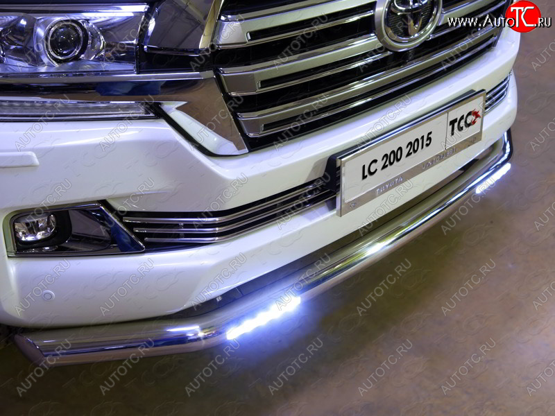 44 999 р. Защита переднего бампера нижняя с ДХО 76,1 мм ТСС Тюнинг  Toyota Land Cruiser  200 (2015-2021) 2-ой рестайлинг (нержавейка)  с доставкой в г. Кемерово