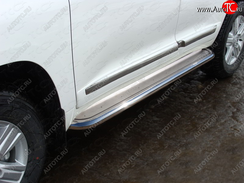 45 999 р. Пороги с площадкой 60,3 мм кроме EXECUTIVE ТСС Тюнинг Toyota Land Cruiser 200 2-ой рестайлинг (2015-2021) (нержавейка)  с доставкой в г. Кемерово