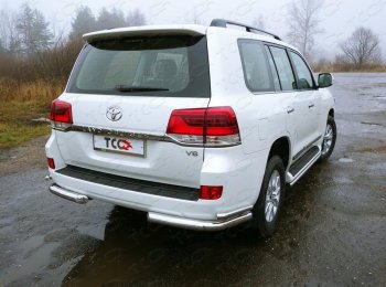 Защита заднего бампера (кроме EXECUTIVE, уголки двойные под фаркоп Е, d76.1/42.4 мм) TCC Toyota Land Cruiser  200 (2015-2021) 2-ой рестайлинг