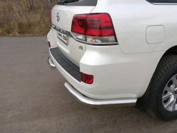 Защита задняя d76,1 мм (уголки под фаркоп Е)(кроме EXECUTIVE) ТСС Тюнинг Toyota Land Cruiser  200 (2015-2021) 2-ой рестайлинг (нержавейка)