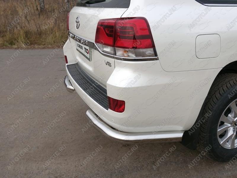 20 599 р. Защита задняя d76,1 мм (уголки под фаркоп Е)(кроме EXECUTIVE) ТСС Тюнинг  Toyota Land Cruiser  200 (2015-2021) 2-ой рестайлинг (нержавейка)  с доставкой в г. Кемерово