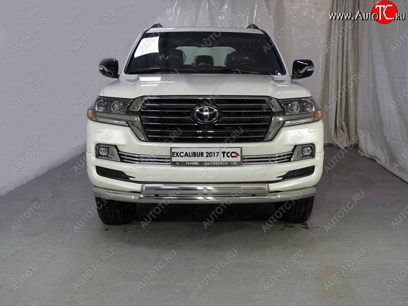 36 299 р. Защита передняя нижняя двойная 76,1*75 мм EXCALIBUR 2017 Тюнинг Toyota Land Cruiser 200 2-ой рестайлинг (2015-2021) (нержавейка)  с доставкой в г. Кемерово