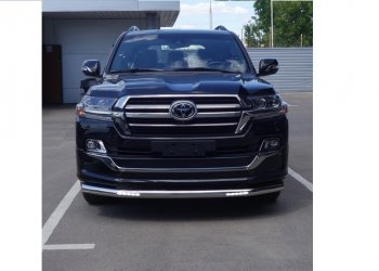 Защита переднего бампера нижняя с ДХО 76,1 мм ТСС Тюнинг Toyota Land Cruiser  200 (2015-2021) 2-ой рестайлинг