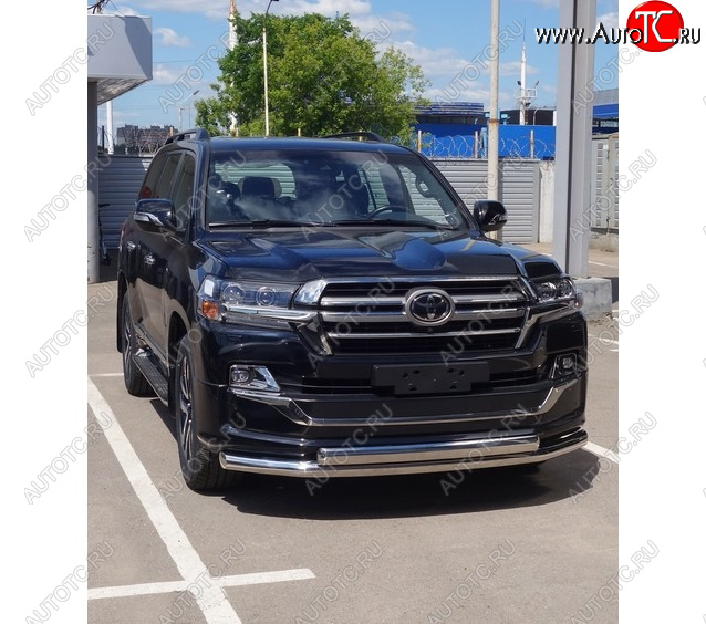 36 299 р. Защита передняя нижняя двойная 76,1*75 мм EXECUTIVE LOUNGE Тюнинг Toyota Land Cruiser 200 2-ой рестайлинг (2015-2021) (нержавейка)  с доставкой в г. Кемерово