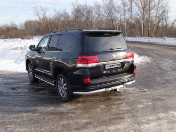 Защита задняя (уголки, нержавейка 76,1 мм) ТСС Тюнинг Toyota Land Cruiser  200 (2015-2021) 2-ой рестайлинг