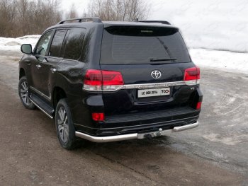 Защита задняя (уголки овальные, нержавейка 75х42 мм) ТСС Тюнинг Toyota Land Cruiser  200 (2015-2021) 2-ой рестайлинг (уголки овальные)