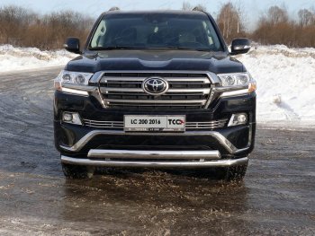 Защита передняя нижняя двойная 76,1*75 мм ТСС Тюнинг Toyota Land Cruiser 200 2-ой рестайлинг (2015-2021) (нержавейка)